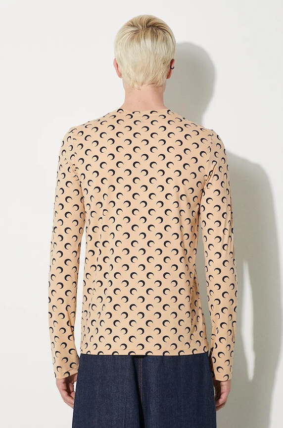 Одежда Футболка Marine Serre Recycled Moon Jersey Second Skin Regular Top MTO116A.CJER0001 бежевый