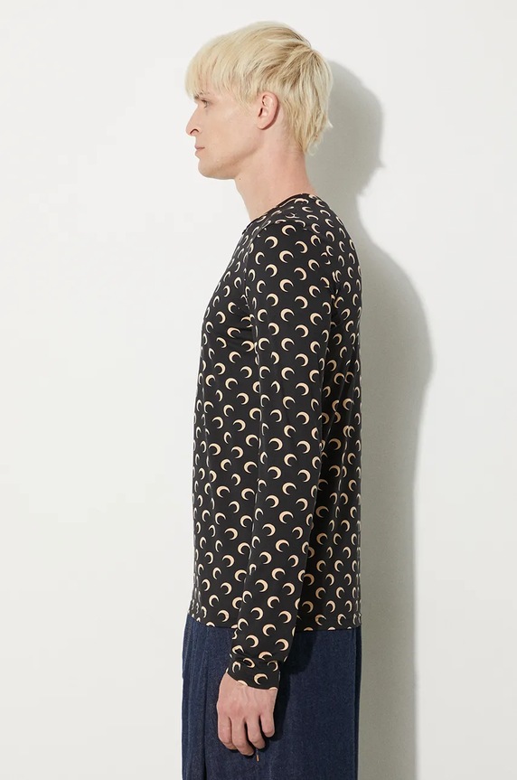 Marine Serre t-shirt Recycled Moon Jersey Second Skin Regular Top MTO116A.CJER0001 black AW24