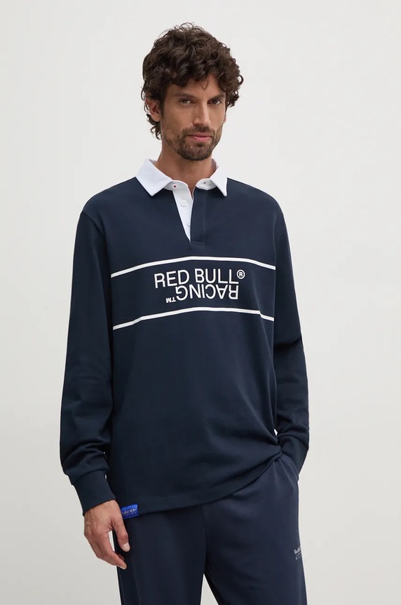 Bavlněné tričko s dlouhým rukávem Red Bull Racing x Pepe Jeans potisk námořnická modř RM540011