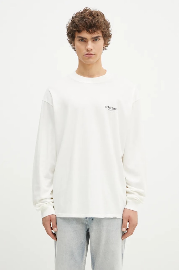 Represent cotton longsleeve top Represent Owners Club relaxed white OCM41119.072