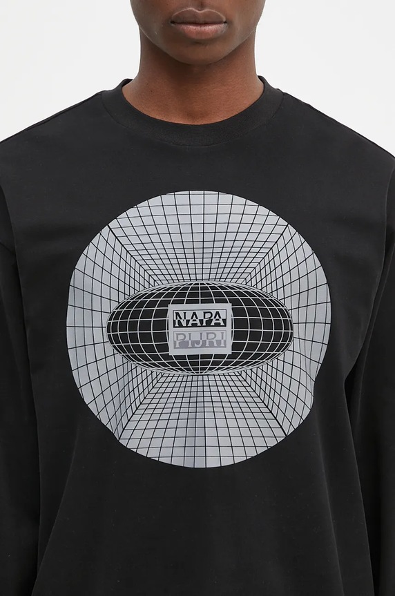 Napapijri longsleeve bawełniany S-Jaman Ls czarny NP0A4I9E9411