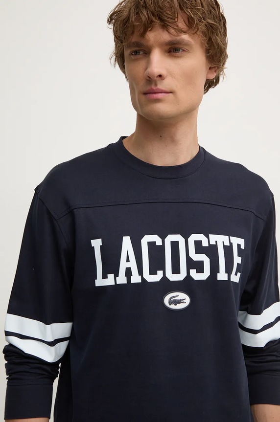 Lacoste top a maniche lunghe in cotone nero TH7609