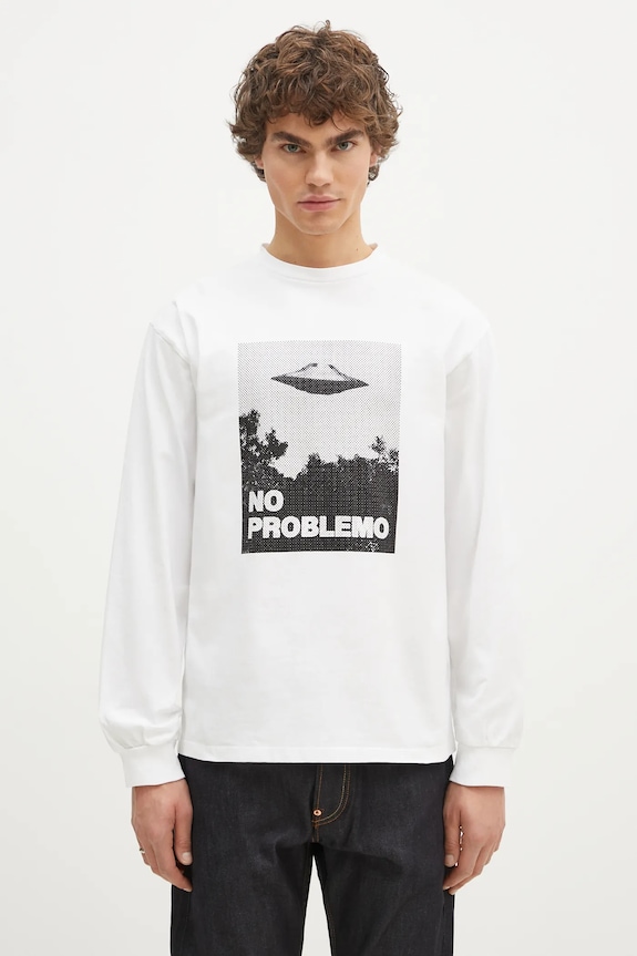 No Problemo cotton longsleeve top Visitors regular white NP60024.02