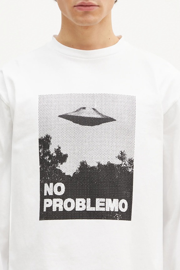 No Problemo cotton longsleeve top Visitors white NP60024.02