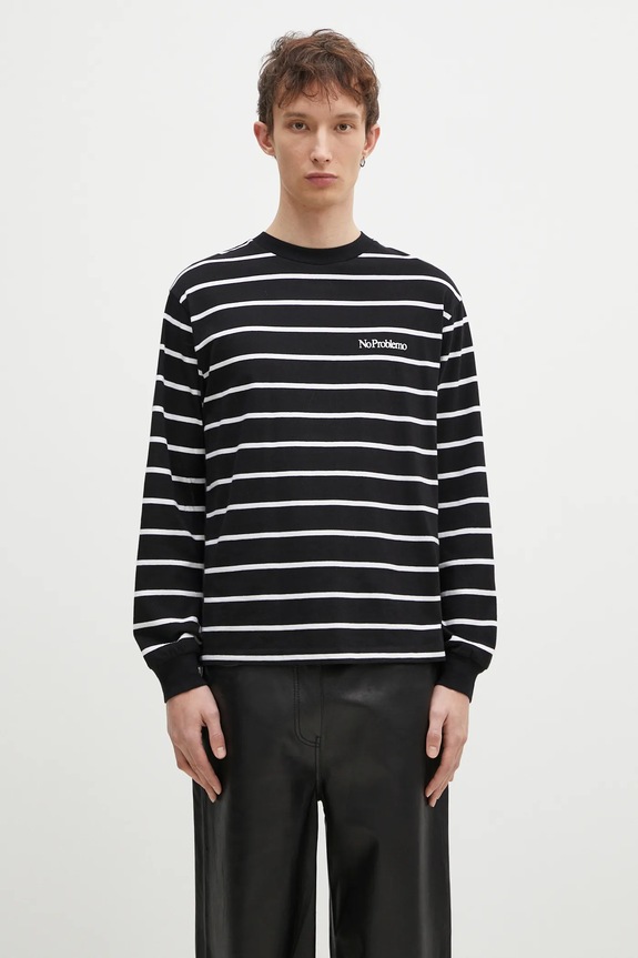 No Problemo cotton longsleeve top Mini Problemo relaxed black NP60030.02