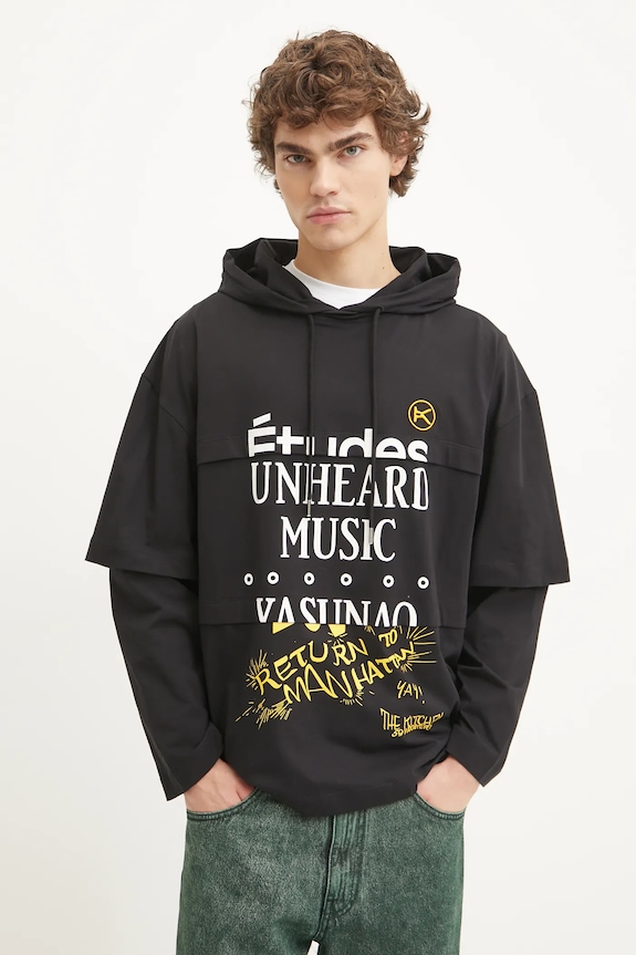 Études Studio hanorac de bumbac print negru H24MCTSH195
