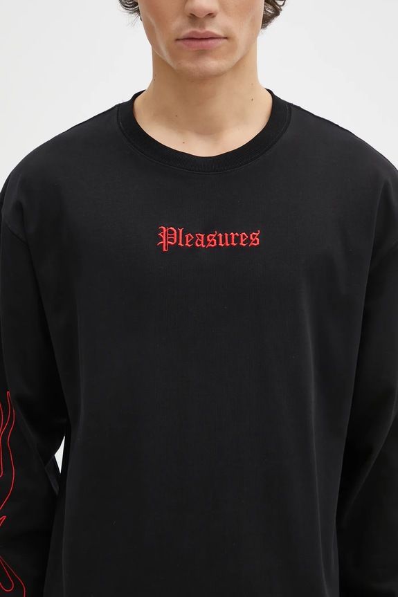 PLEASURES cotton longsleeve top Fiery Heavyweight Longsleeve black P24W027