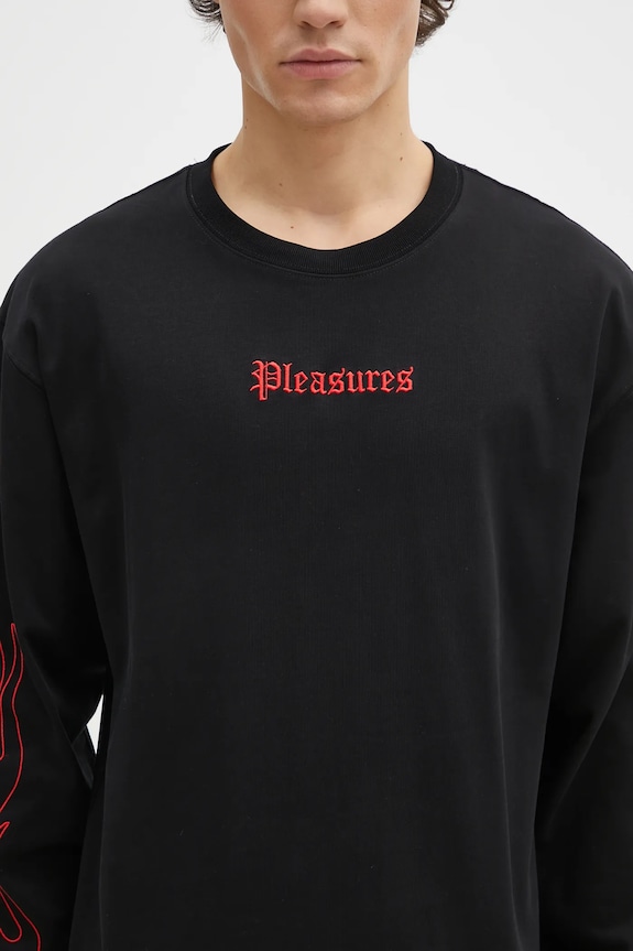 PLEASURES cotton longsleeve top Fiery Heavyweight Longsleeve black P24W027