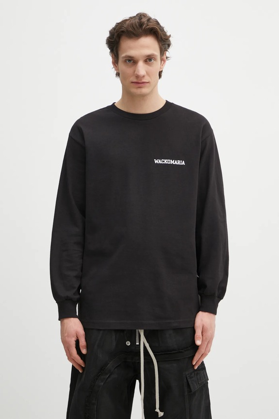 Bavlněné tričko s dlouhým rukávem Wacko Maria x Keith Haring relaxed černá KH.WM.LT01