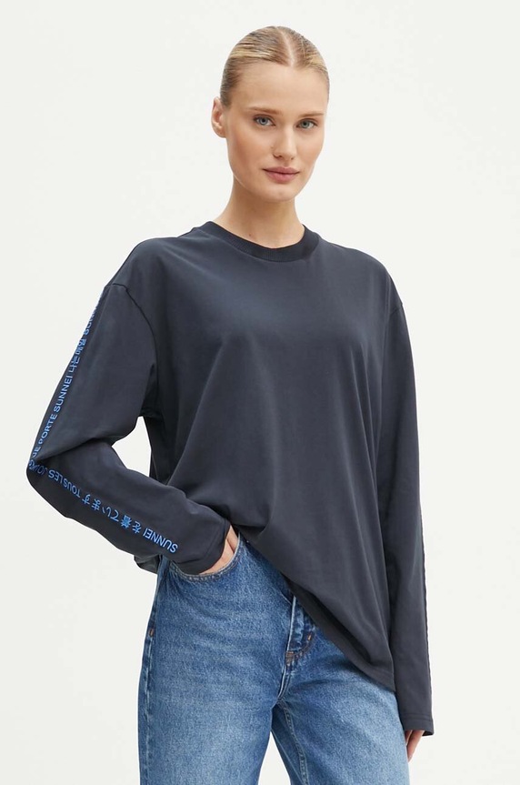 Ruházat Sunnei pamut hosszúujjú RTWXJER003 sötétkék