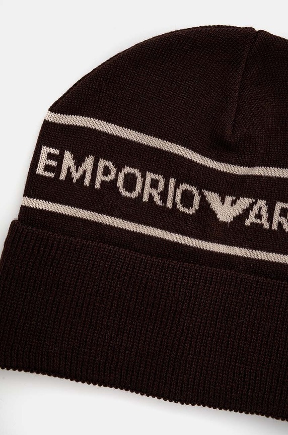 Dječja vunena kapa Emporio Armani smeđa 404707.4F490