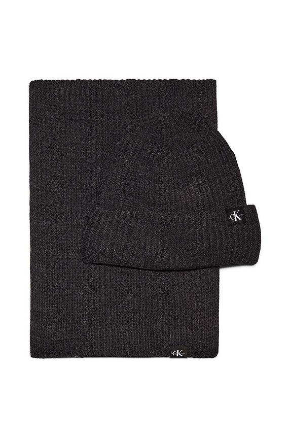 Παιδικό σκουφάκι και κασκόλ Calvin Klein Jeans IU0IU00638.9BYH μαύρο AW24