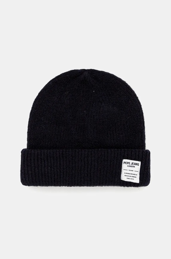 Σκουφάκι Pepe Jeans WEST HAT με μείγμα μαλλιού σκούρο μπλε PB040315