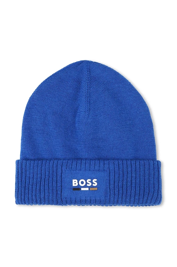 BOSS czapka dziecięca z domieszką wełny niebieski J52237.50.52