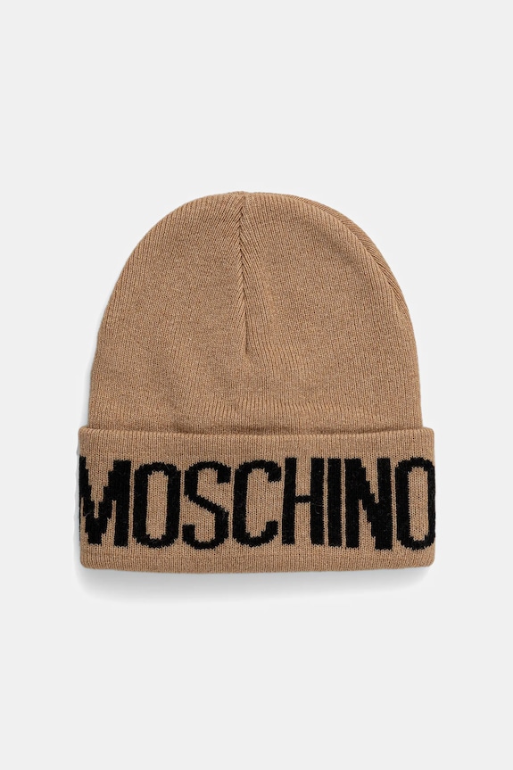 Čiapka s prímesou vlny Moschino s prímesou vlny hnedá M5672.60102