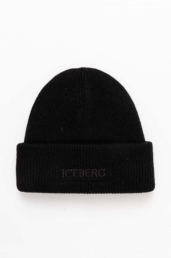 Iceberg czapka wełniana wełna czarny 3043.7079