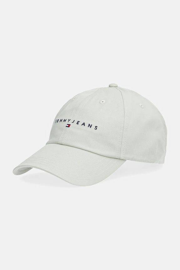 Βαμβακερό καπέλο του μπέιζμπολ Tommy Jeans απλικέ πράσινο AW0AW16868
