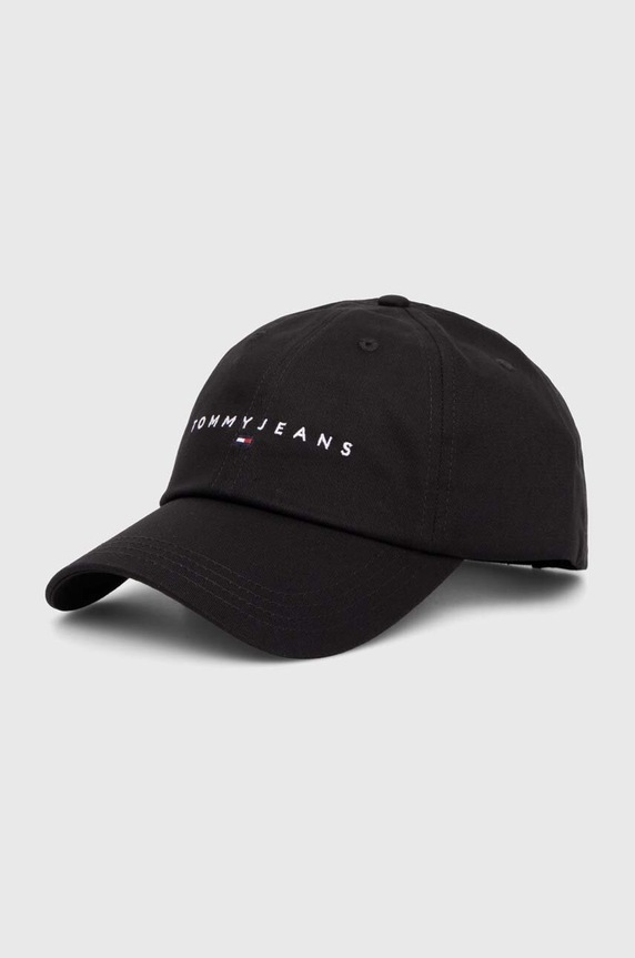 Tommy Jeans czapka z daszkiem bawełniana aplikacja czarny AW0AW16868