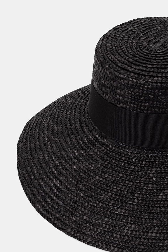 Akcesoria LE SH KA kapelusz z szerokim rondem damski Black Straw Veil BLackStrawVeil czarny