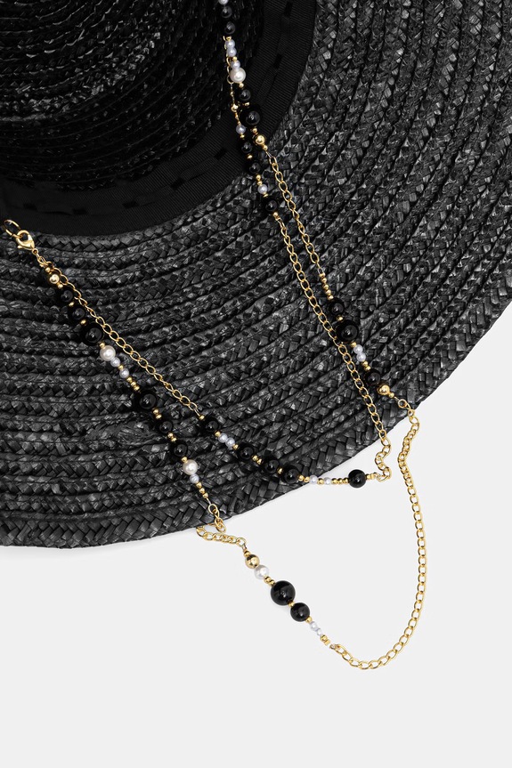 LE SH KA kapelusz z szerokim rondem damski Black Straw Veil czarny BLackStrawVeil