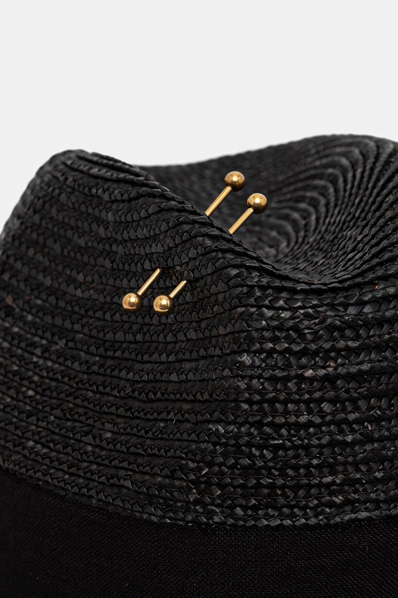 LE SH KA kapelusz słomkowy pleciony Black Fedora czarny BlackFedora