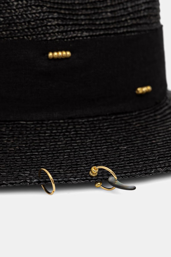 LE SH KA kapelusz słomkowy pleciony Black Fedora BlackFedora czarny