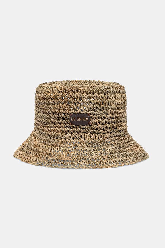 LE SH KA ψάθινο καπέλο γυναικείο πλεγμένο Straw Bucket Hat vol2 άλλο μπεζ StrawBucketHatvol2