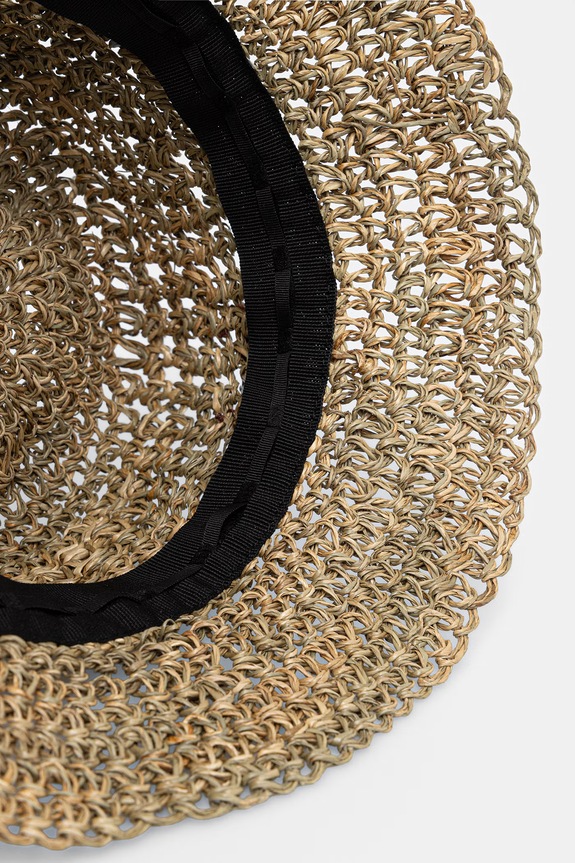 LE SH KA ψάθινο καπέλο γυναικείο πλεγμένο Straw Bucket Hat vol2 μπεζ StrawBucketHatvol2