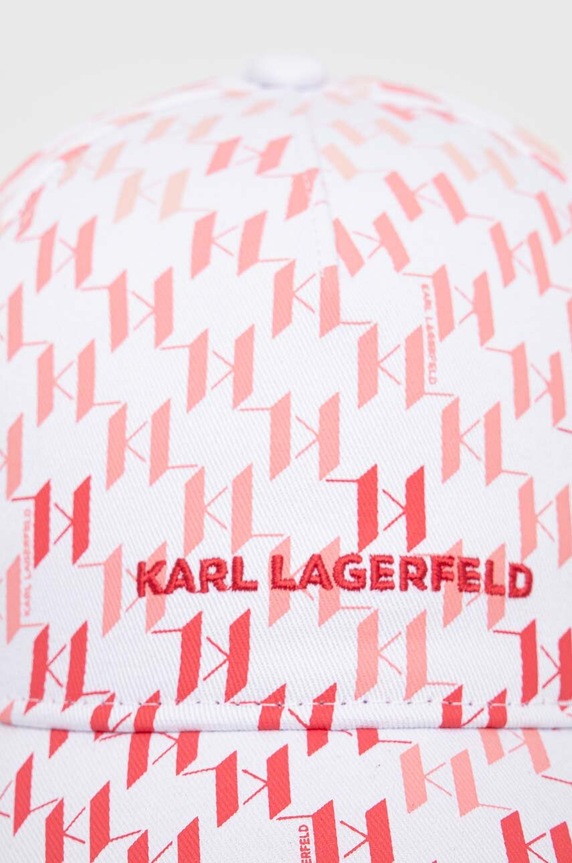 Bavlněná baseballová čepice Karl Lagerfeld 245W3406 růžová AW24