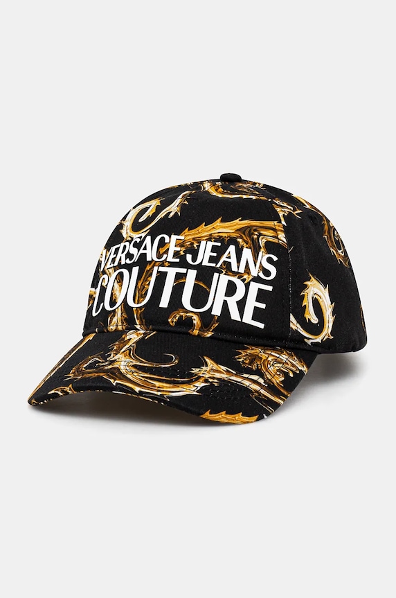 Bavlněná baseballová čepice Versace Jeans Couture potisk černá 77HAZK10.ZG294