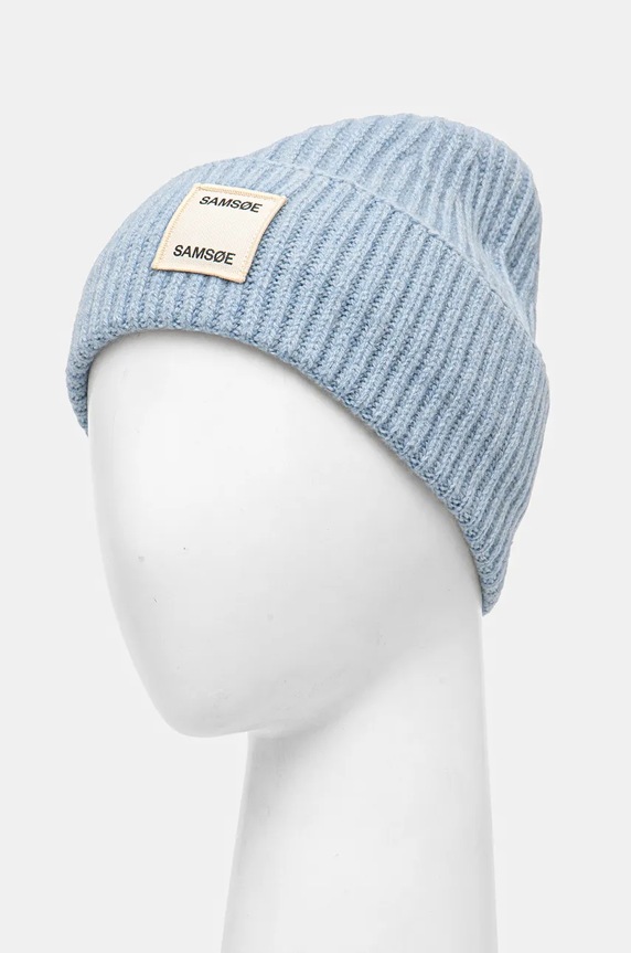 Vlněná čepice Samsoe Samsoe SAMSOE F24300118 modrá AW24