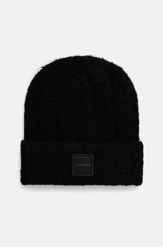Calvin Klein czapka z domieszką wełny z domieszką wełny czarny K60K612596