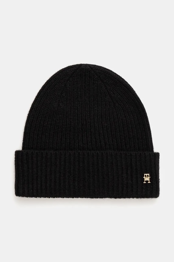 Tommy Hilfiger caciula de casmir uni negru AW0AW16623