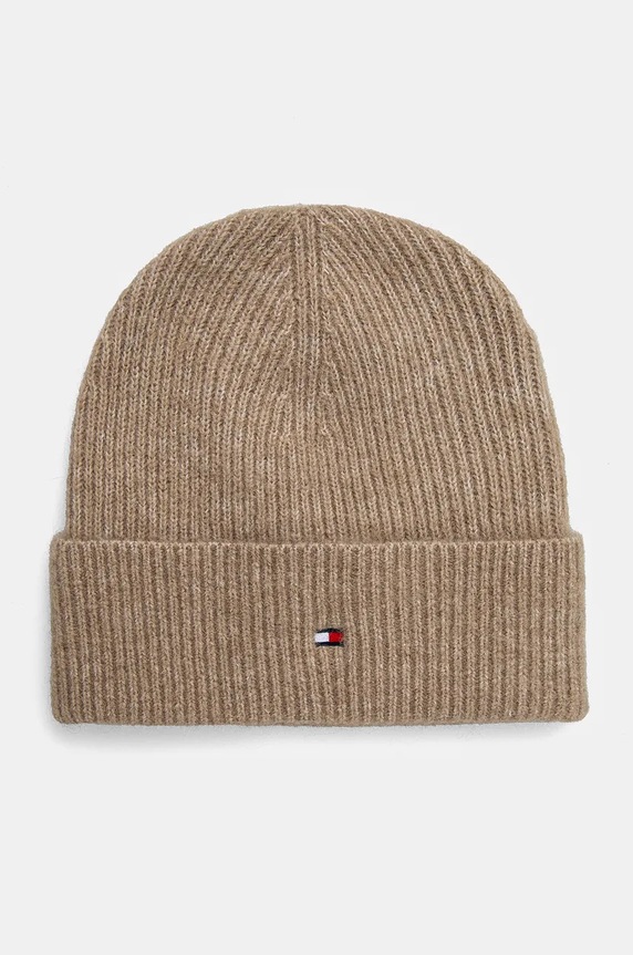 Kapa s dodatkom vune Tommy Hilfiger bez uzorka bež AW0AW16633