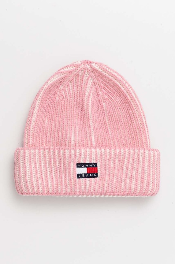 Tommy Jeans czapka z domieszką wełny różowy AW0AW16785