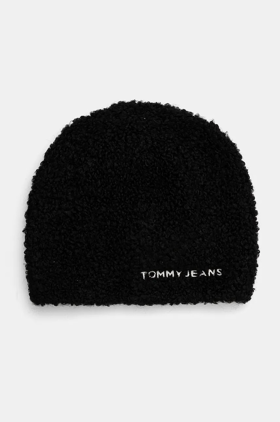 Tommy Jeans czapka z domieszką wełny czarny AW0AW17058