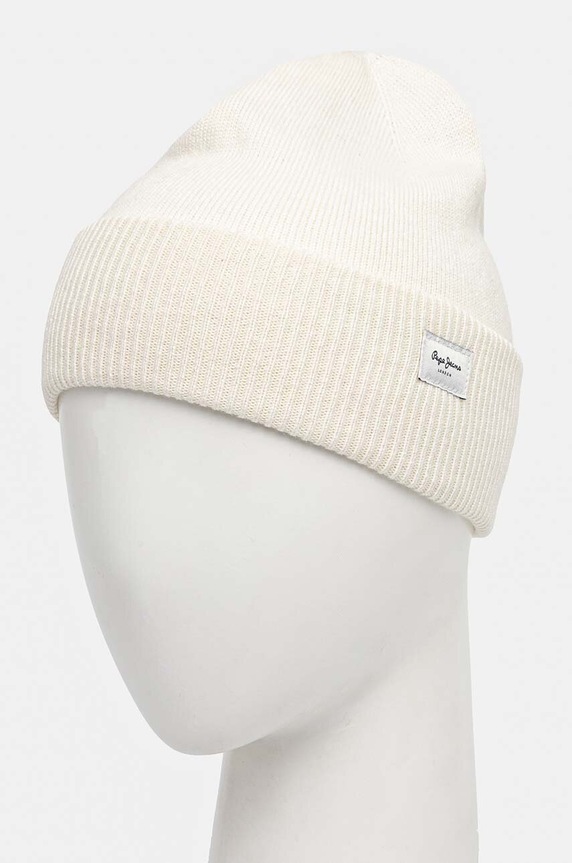 Čepice z vlněné směsi Pepe Jeans YELA HAT PL040360 béžová AW24