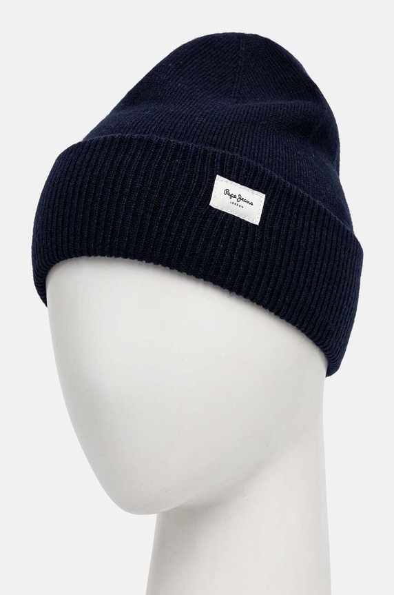 Σκουφί από μείγμα μαλλιού Pepe Jeans YELA HAT PL040360 σκούρο μπλε AW24