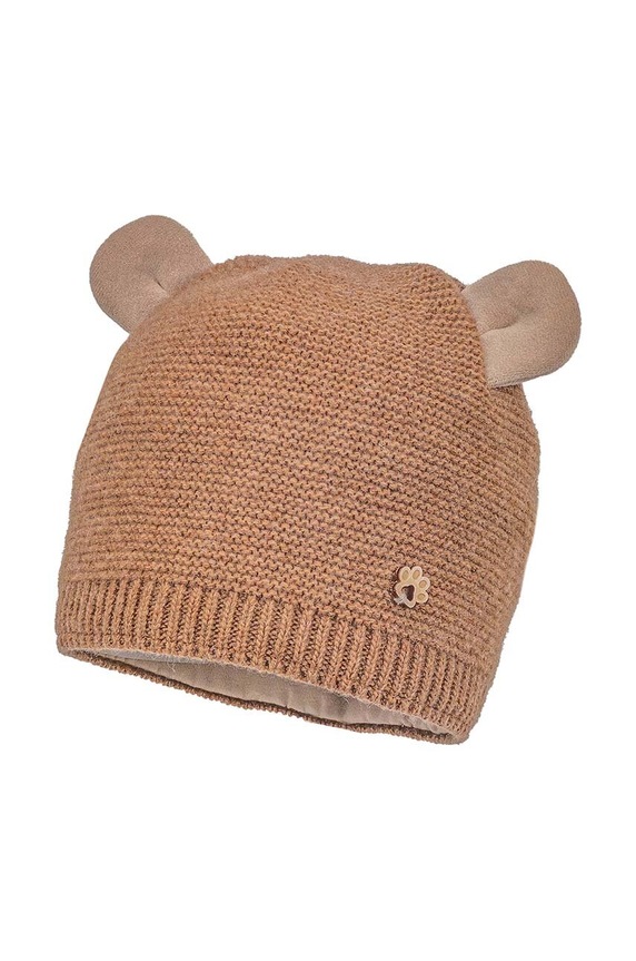 Dječja vunena kapa Jamiks GINO natpis smeđa GINO.mer.Na.g.JZH238