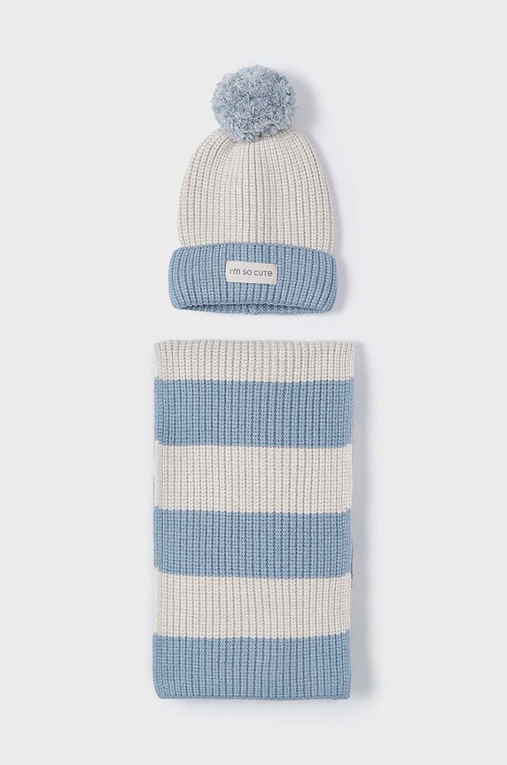 Detská čiapka a šál Mayoral hrubá modrá 10827.6E.Czapkakom.9BYH