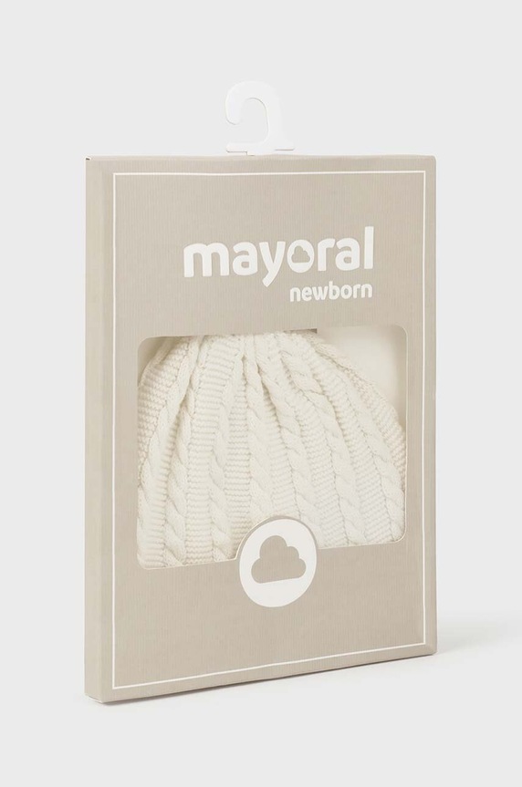 Mayoral Newborn czapka bawełniana dziecięca 9774.1A.Newborn.9BYH beżowy AW24
