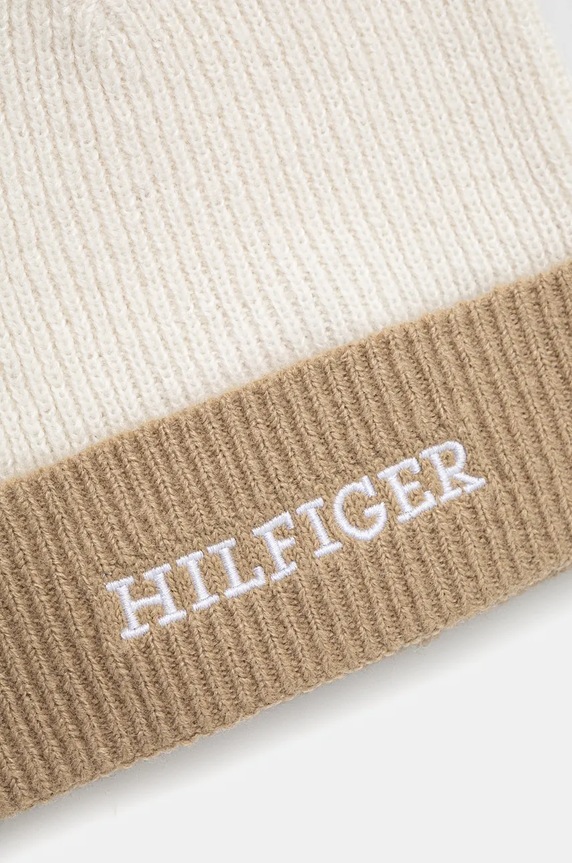 Chłopiec Tommy Hilfiger czapka z domieszką wełny dziecięca AU0AU01930.9BYH beżowy
