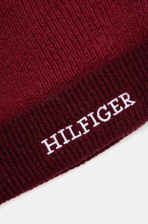 Chlapec Detská čiapka s prímesou vlny Tommy Hilfiger AU0AU01930.9BYH burgundské