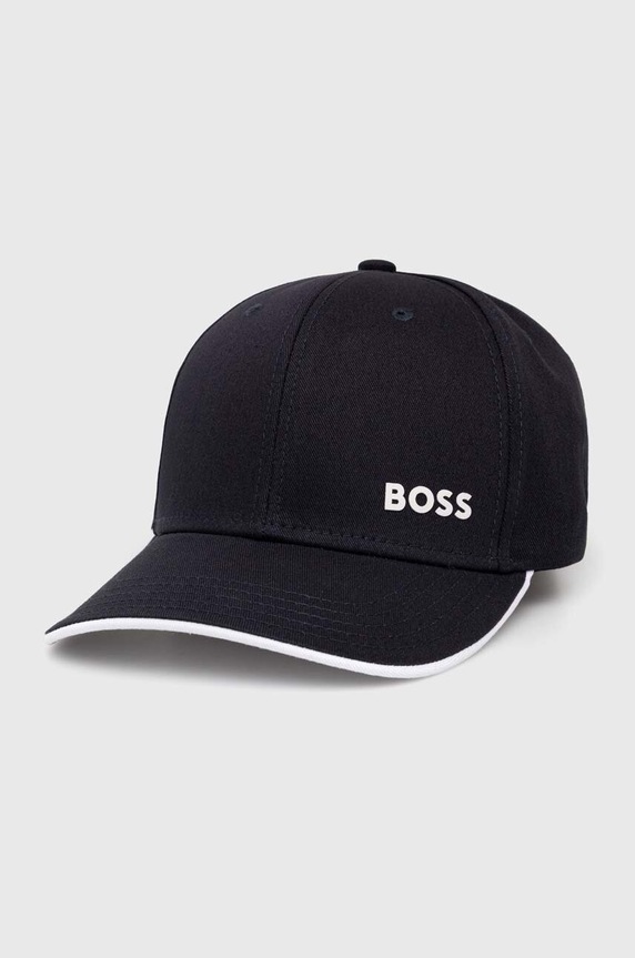 BOSS Green czapka z daszkiem męska bawełniana Cap-Bold nadruk granatowy 50519219
