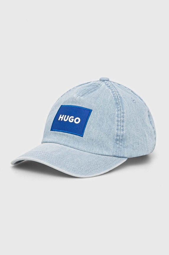 Βαμβακερό καπέλο του μπέιζμπολ Hugo Blue απλικέ μπλε 50521998