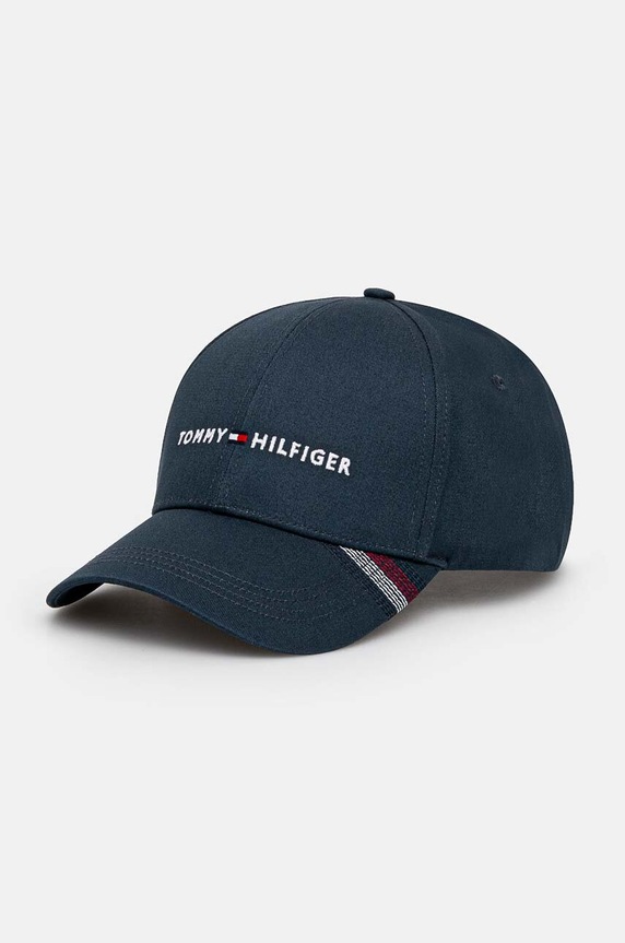 Tommy Hilfiger czapka z daszkiem bawełniana aplikacja niebieski AM0AM12532