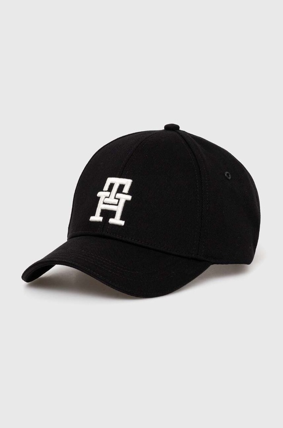 Tommy Hilfiger czapka z daszkiem bawełniana aplikacja czarny AM0AM12541