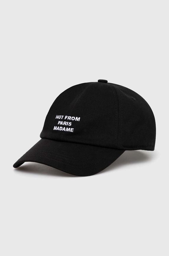 Βαμβακερό καπέλο του μπέιζμπολ Drôle de Monsieur La Casquette Slogan απλικέ μαύρο PERM.CP151.CO138.BL