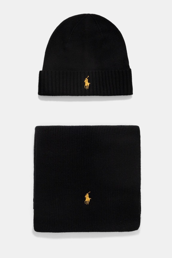 Polo Ralph Lauren wool beanie and scarf wool black 710951146