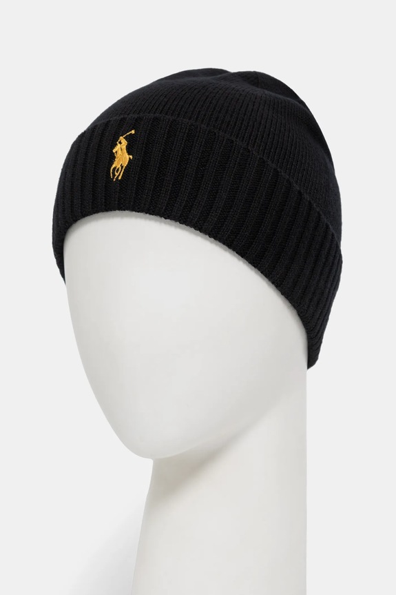 Polo Ralph Lauren wool beanie and scarf 710951146 black AW25